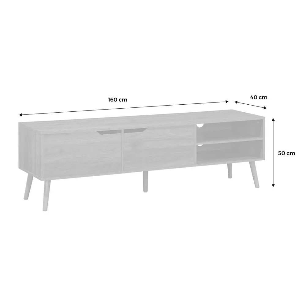 sweeek 160cm Vintage Tv Unit Wooden Effect 2 Doors in Dark Brown 5