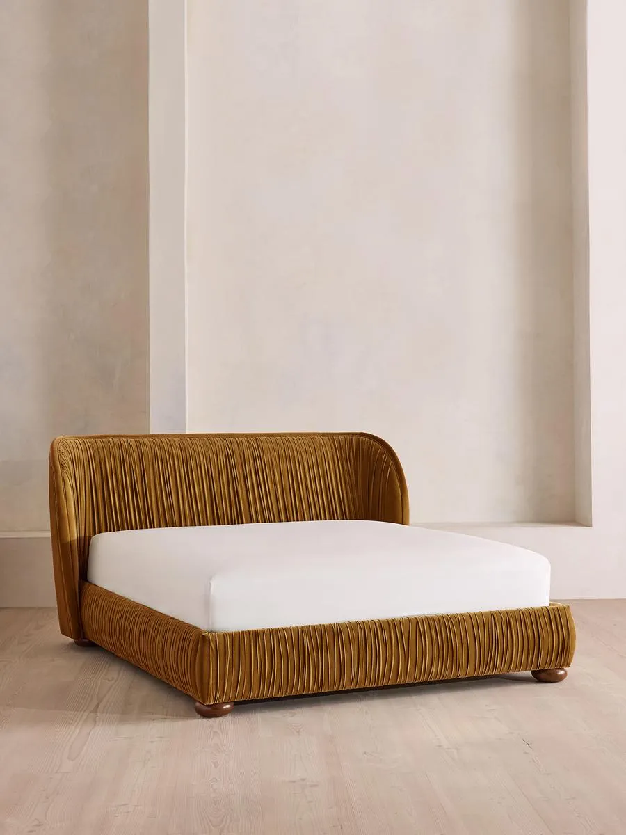 Blair Bed, King, Velvet, Mustard