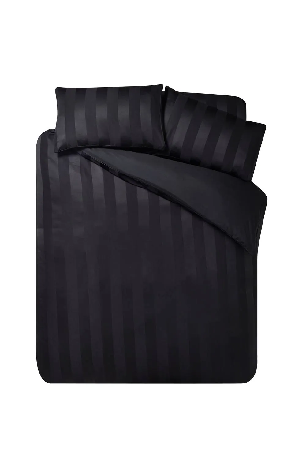 Catherine Lansfield 'So Soft Satin Stripe' Duvet Cover Set in Black 4