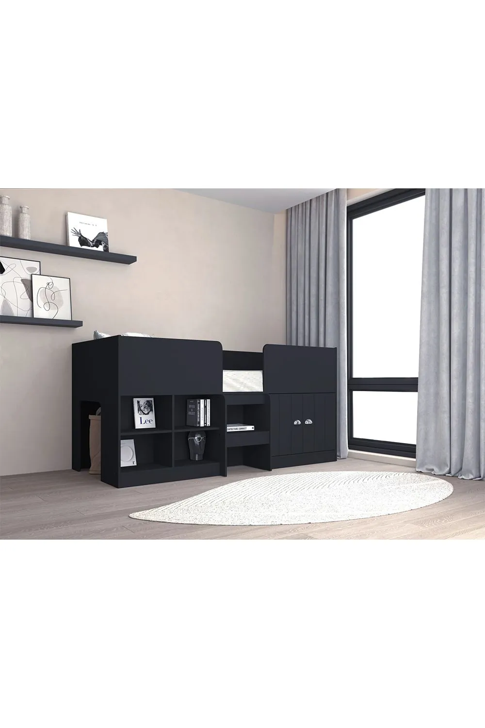 Seconique Orlando Low Sleeper Single Bed in Dark Grey