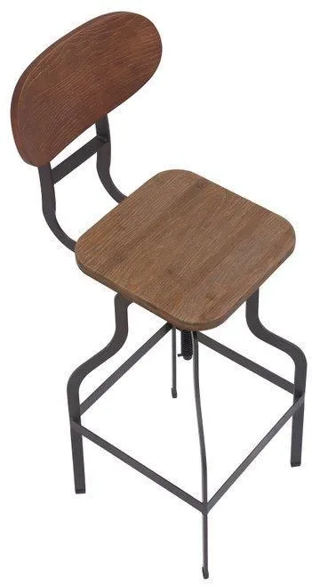 netfurniture Epic Bar Stool Industrial Stool Wood Height Adjustable in Brown 3
