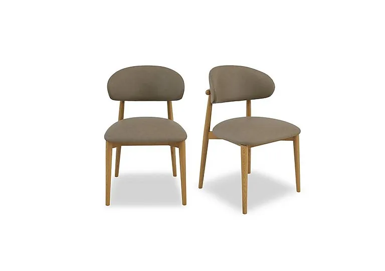 Riga Pair of Wooden Dining Chairs - Taupe