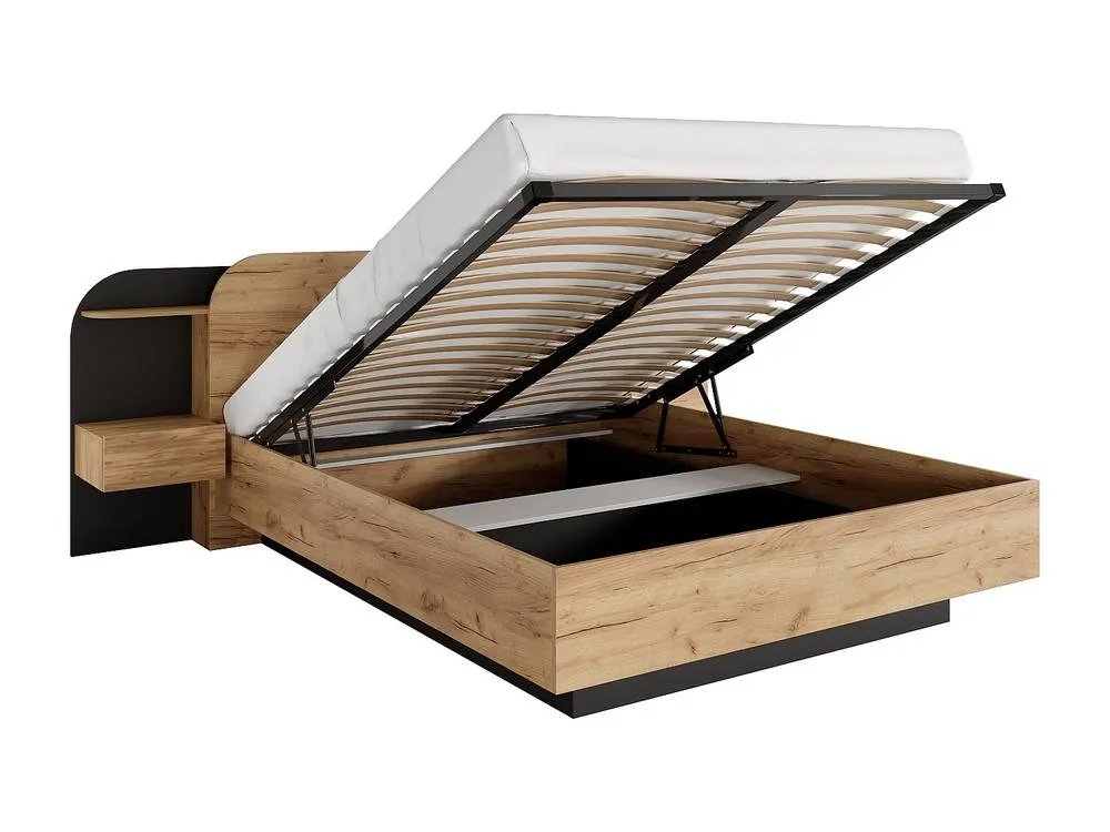 Vente-unique Divan Bed With Bedside Tables 160 X 200 Cm - With Leds - Colours: in Black 2