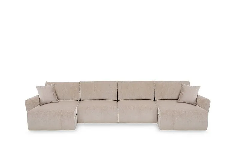 Gemini Fabric U-Shaped Power Glider Sofa with Double Storage Chaises