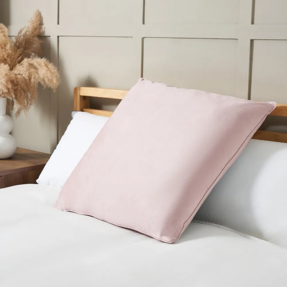 Large Velour Piped Cushion, Blush 1