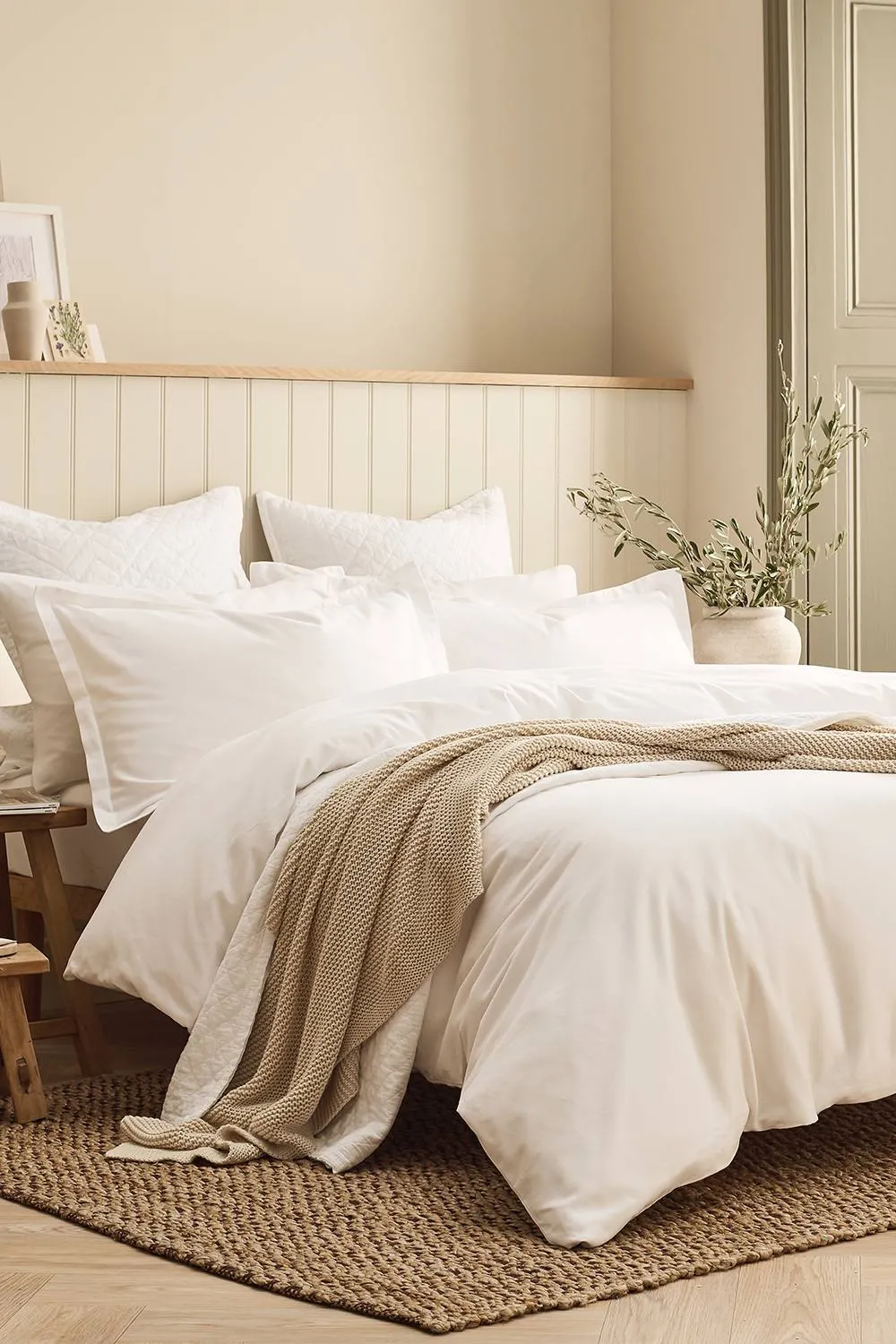 CHRISTY Flannel Marl Super Soft Brushed Cotton Duvet Sets in White 1