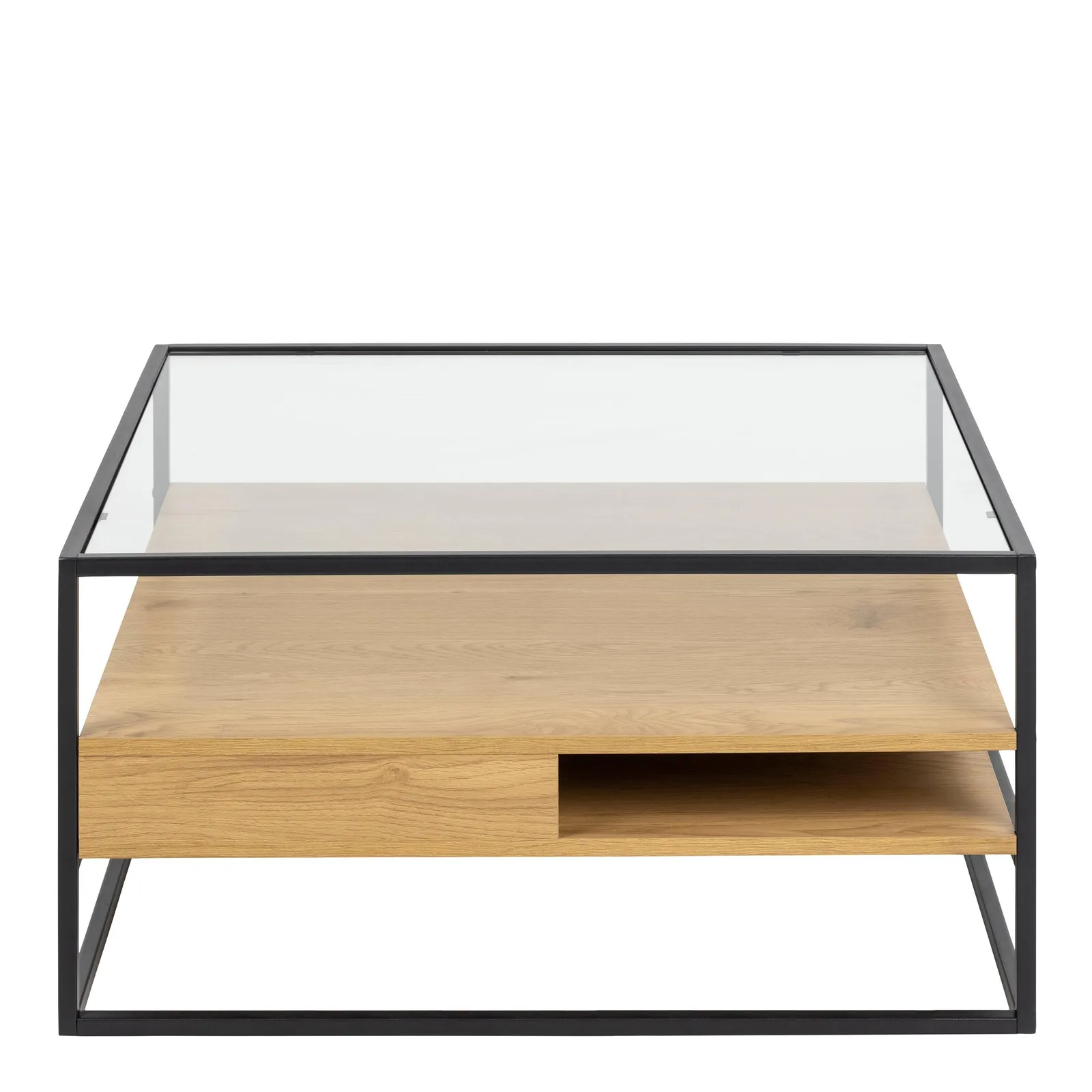 Furniture To Go Randolf Square Coffee Table with 2 Shelves in Black & Oak 2