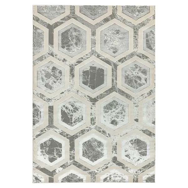 Aurora Crystal Rug - Marble Rug - 65% Polyester And 35% Polypropylene - Machine Woven In Turkey - W120 x D170cm