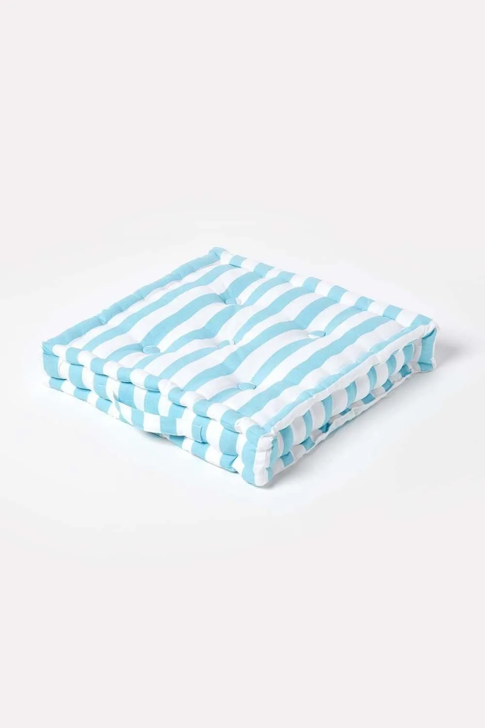 Homescapes Cotton Thick Stripe Floor Cushion in Blue 1
