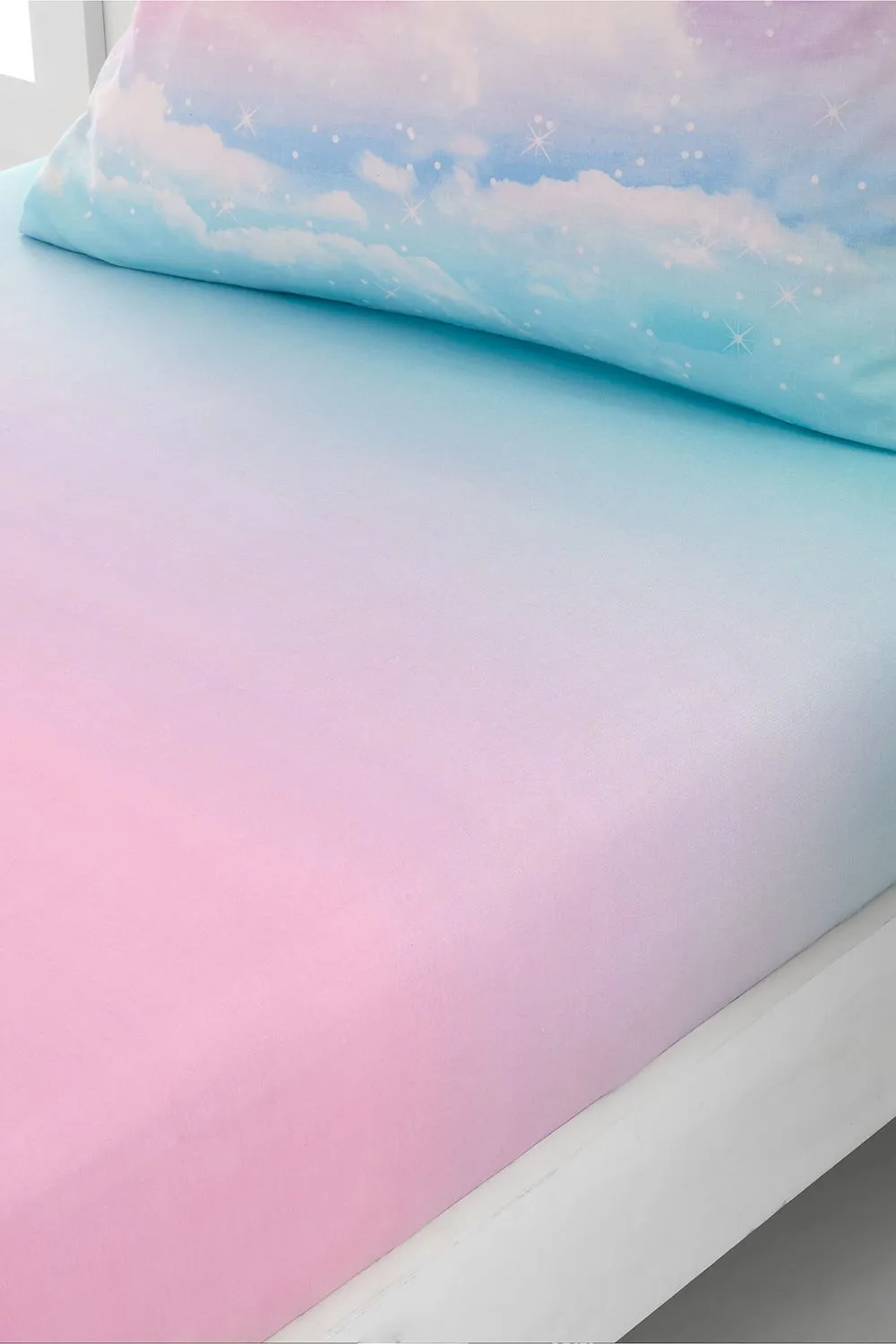 Catherine Lansfield 'Ombre Rainbow Clouds' Fitted Sheet in Pink 1
