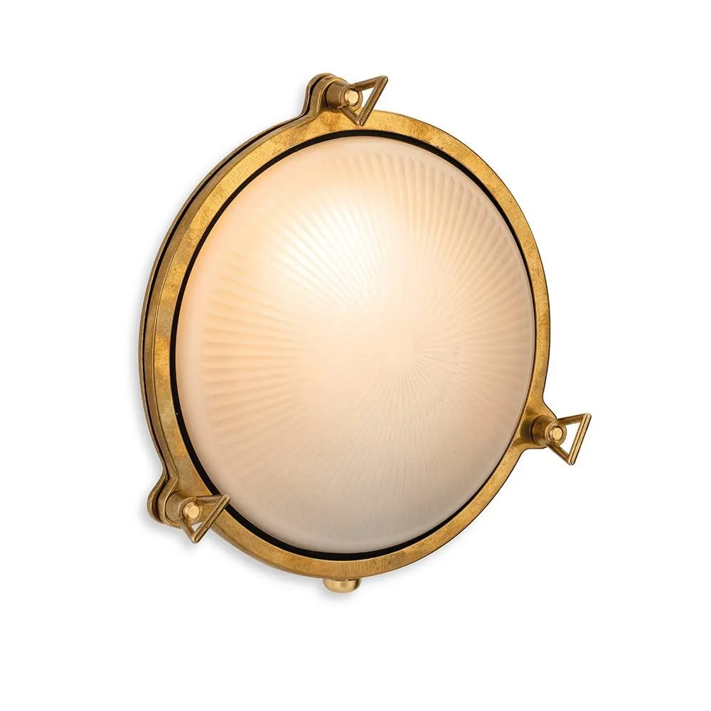 Netlighting Nautic Bulkhead Brass with Frosted Glass IP64 in Gold