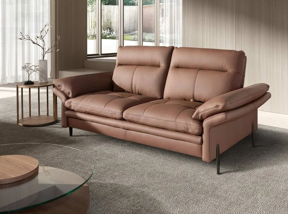 Angel Cerda 2-Seater Brown Cowhide Leather Sofa, Model 3