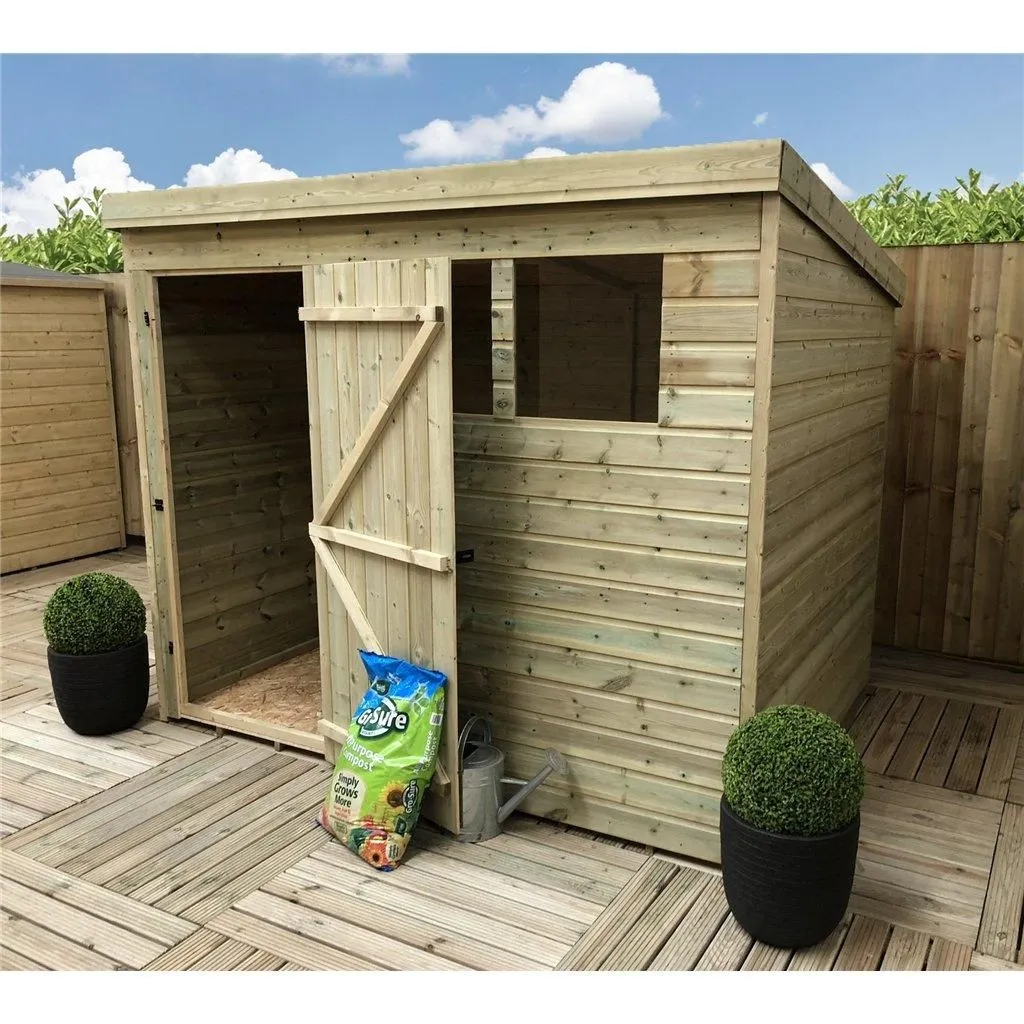 Marlborough 9 x 6 Pressure Treated Pent Garden Shed with Single Door in Natural 6