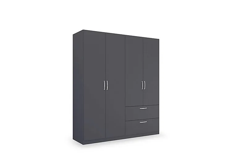 Impulse 181cm 4 Door Combi Décor Wardrobe - Metallic Grey