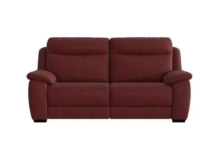 Starlight Express 3 Seater Leather Recliner Sofa with Power Headrests - BV Deep Red