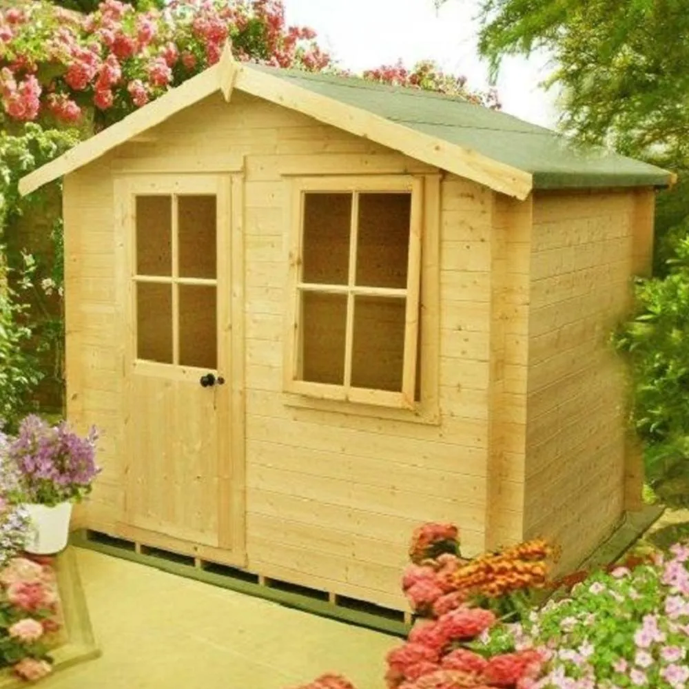 Shires Avesbury Log Cabin Home Office Garden Room Approx 9 x 9 Feet in Natural 2