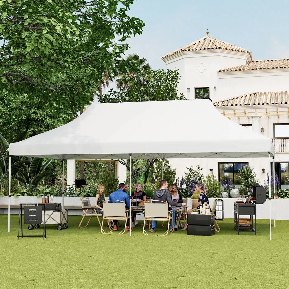 Costway 3M x 6M Pop-up Canopy Tent Folding Instant Sun Shelter w/ Carrying Bag in White 5
