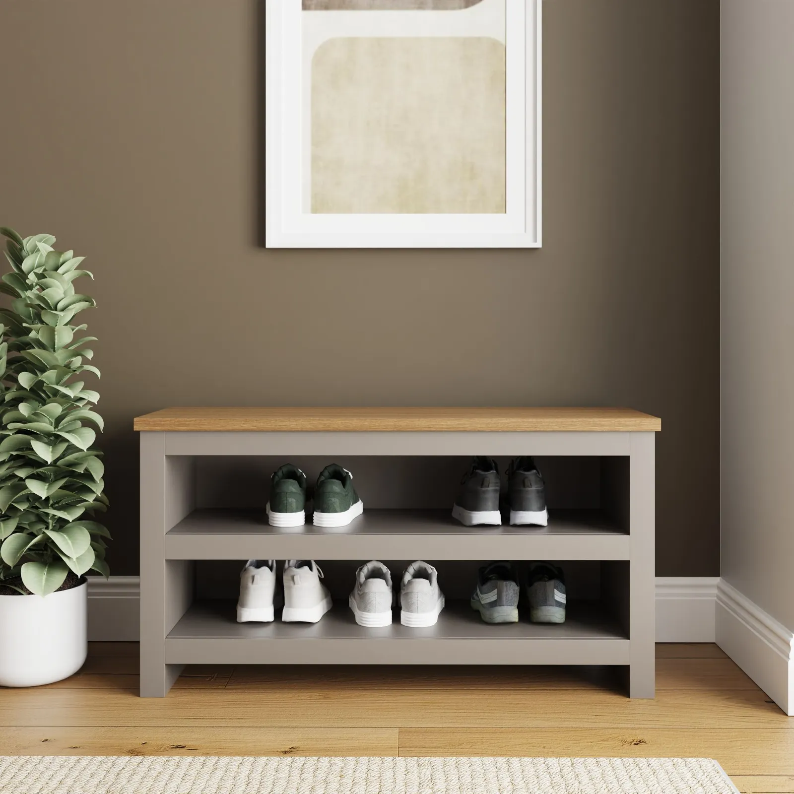 GFW Lancaster Simple Shoe Bench in Grey
