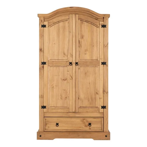 Corona Double 1 Drawer Wardrobe, Pine 2