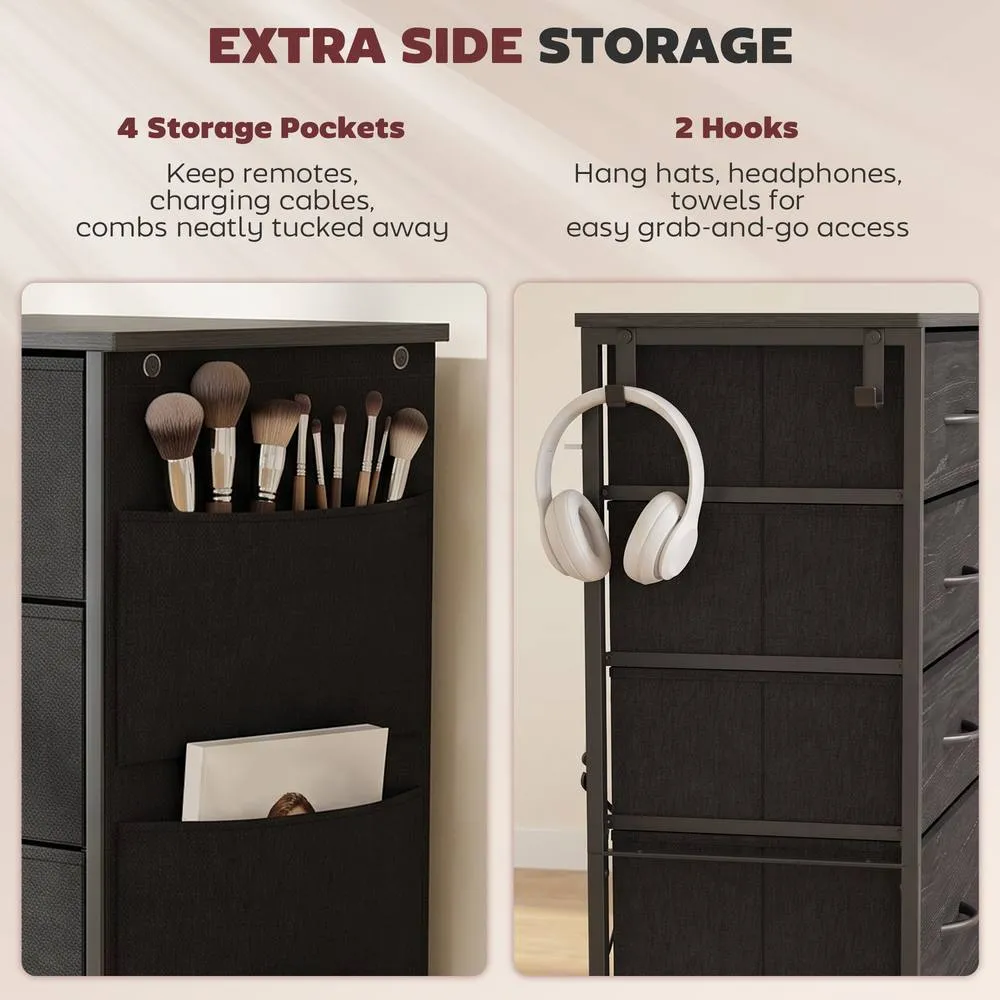 HOMCOM Fabric Chest of Drawers, 8 Drawer Dresser for Bedroom, Black 5