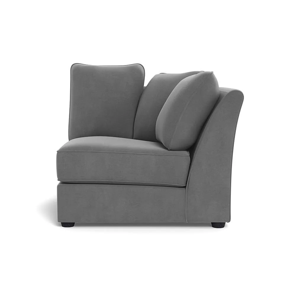 Heal's Tailor Curved Right Hand Facing Corner Unit Smart Velvet Mercury Black Feet 1
