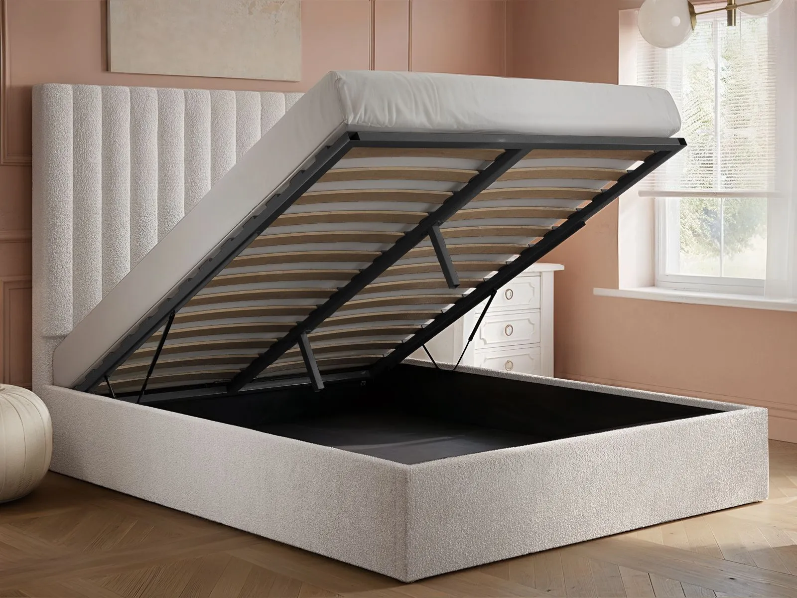 Flair Everley Boucle Ottoman Bed in Cream 3
