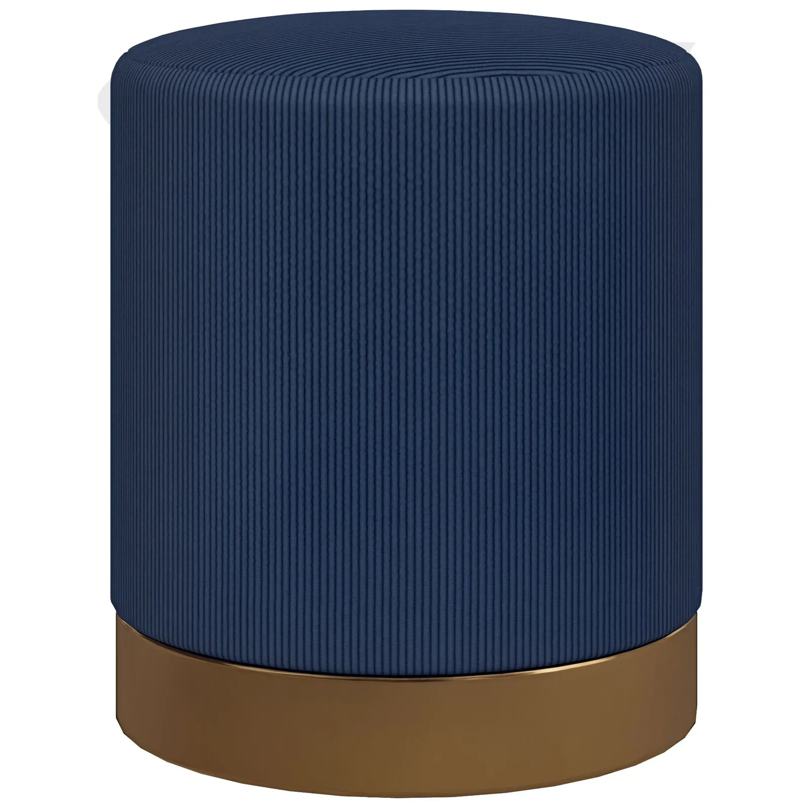 HOMCOM Modern Round Footstool, Fabric Upholstered Foot Rest in Dark Blue 2