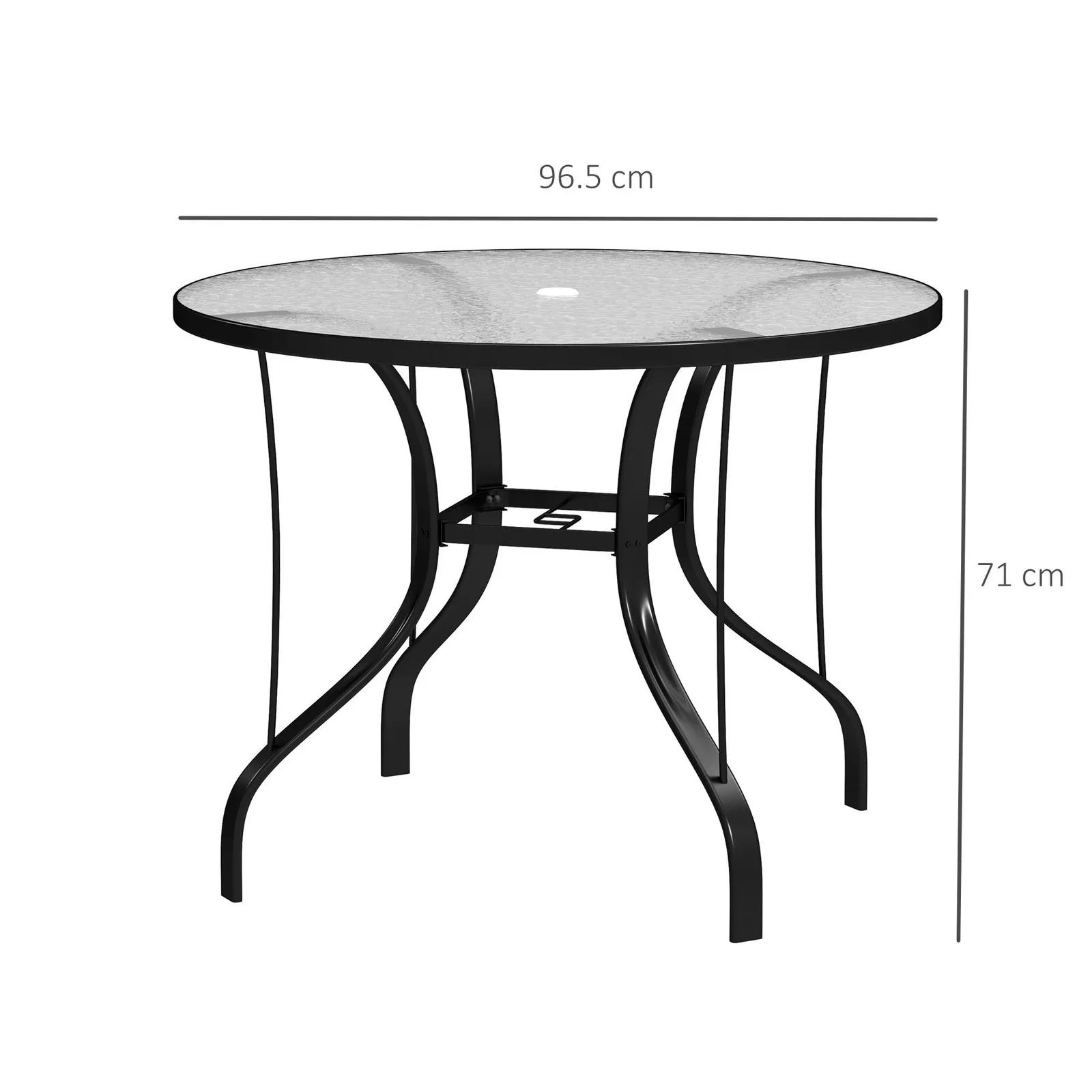 OUTSUNNY Outdoor Dining Table with Parasol Hole, Round, 96.5 x 96.5 x 71 cm in Black 3
