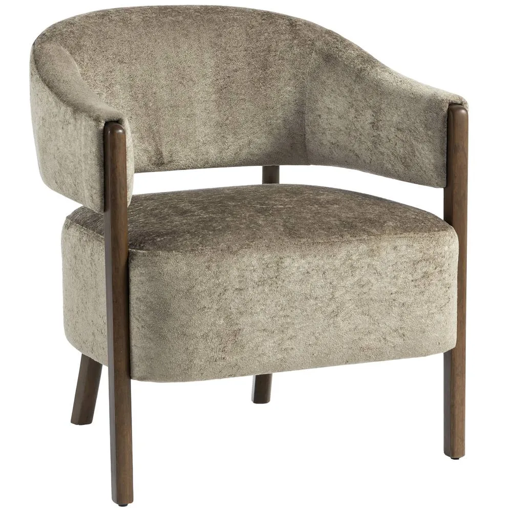 HOMCOM Accent Chair, Upholstered Armchair with Solid Wood Legs, Light Brown 2