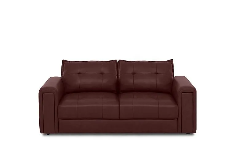 Goliath 2 Seater Leather Sofa with Storage Drawers - Ruby
