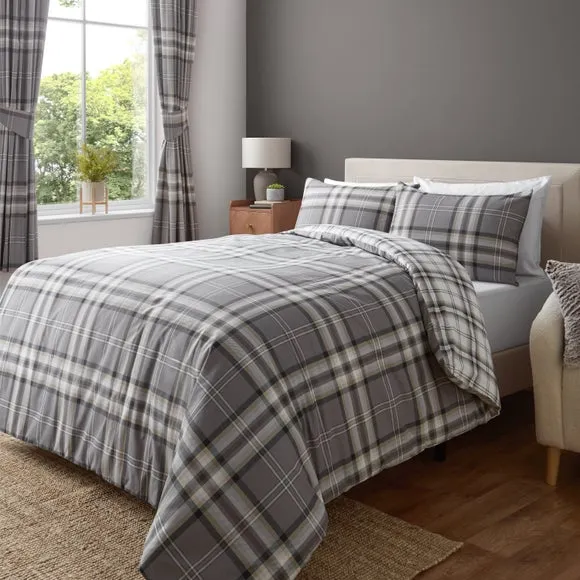 Catherine Lansfield Kelso Check Duvet Cover & Pillowcase Set 2