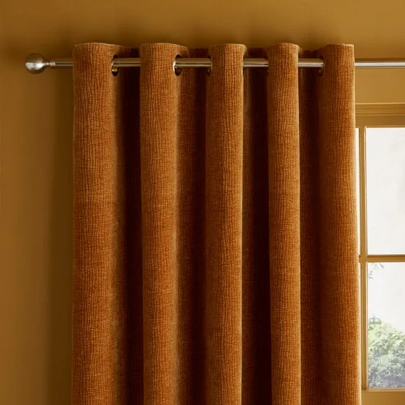 Luxe Textured Chenille Eyelet Curtains 1
