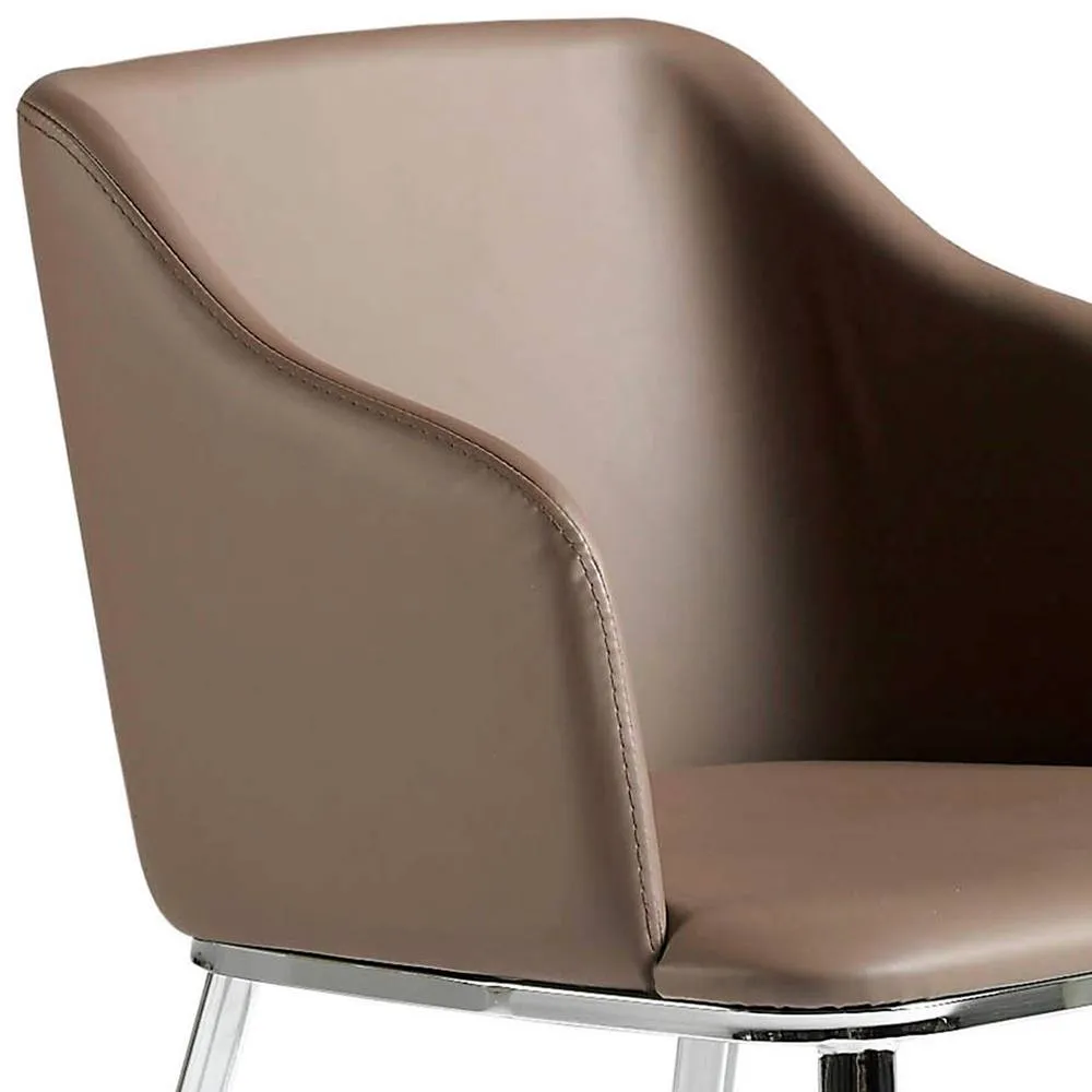 Angel Cerda Brown Leatherette Dining Chair with Armrests and 5