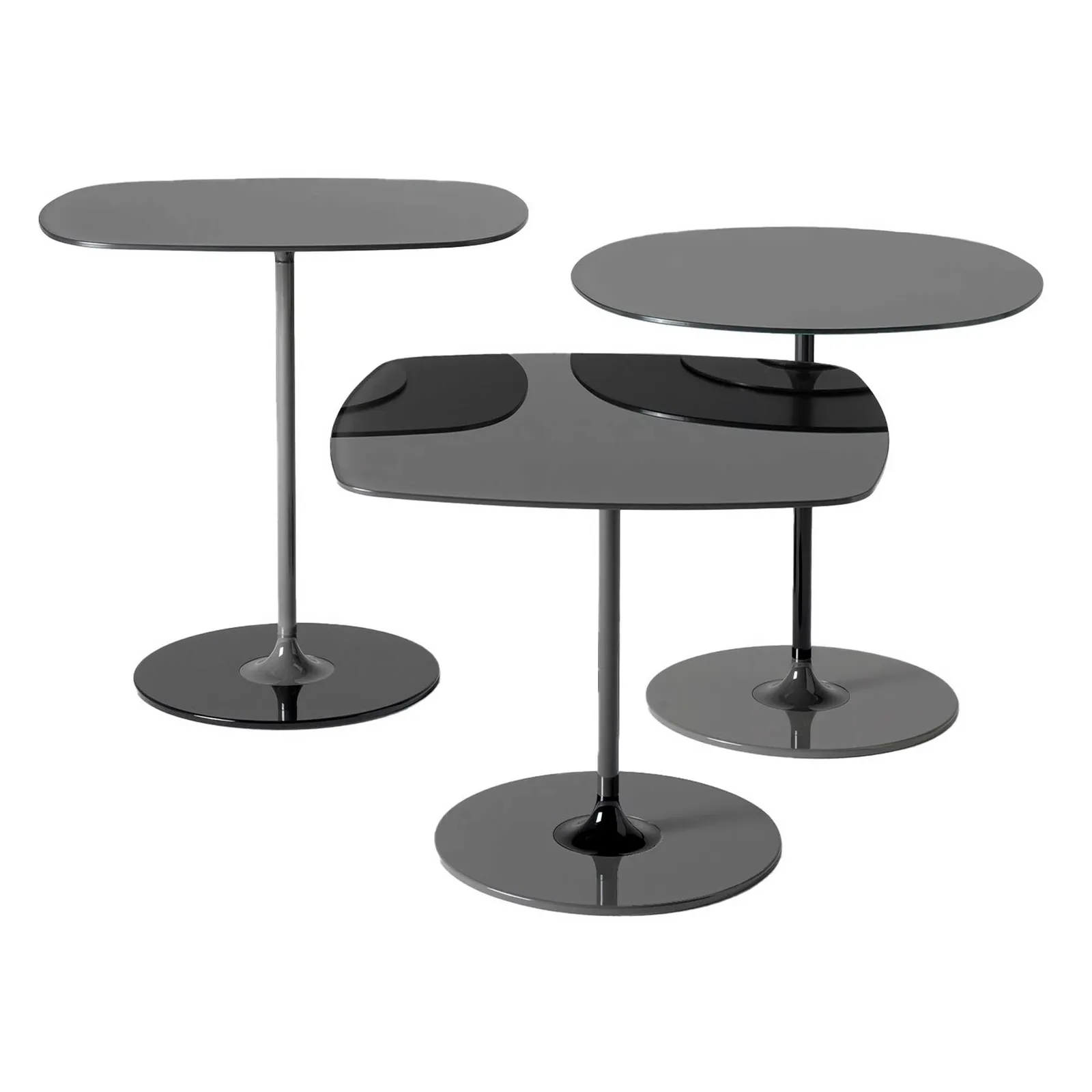 Kartell Thierry Set 3 Side Tables H40+H45+H50 Black Glass | Barker & Stonehouse 4