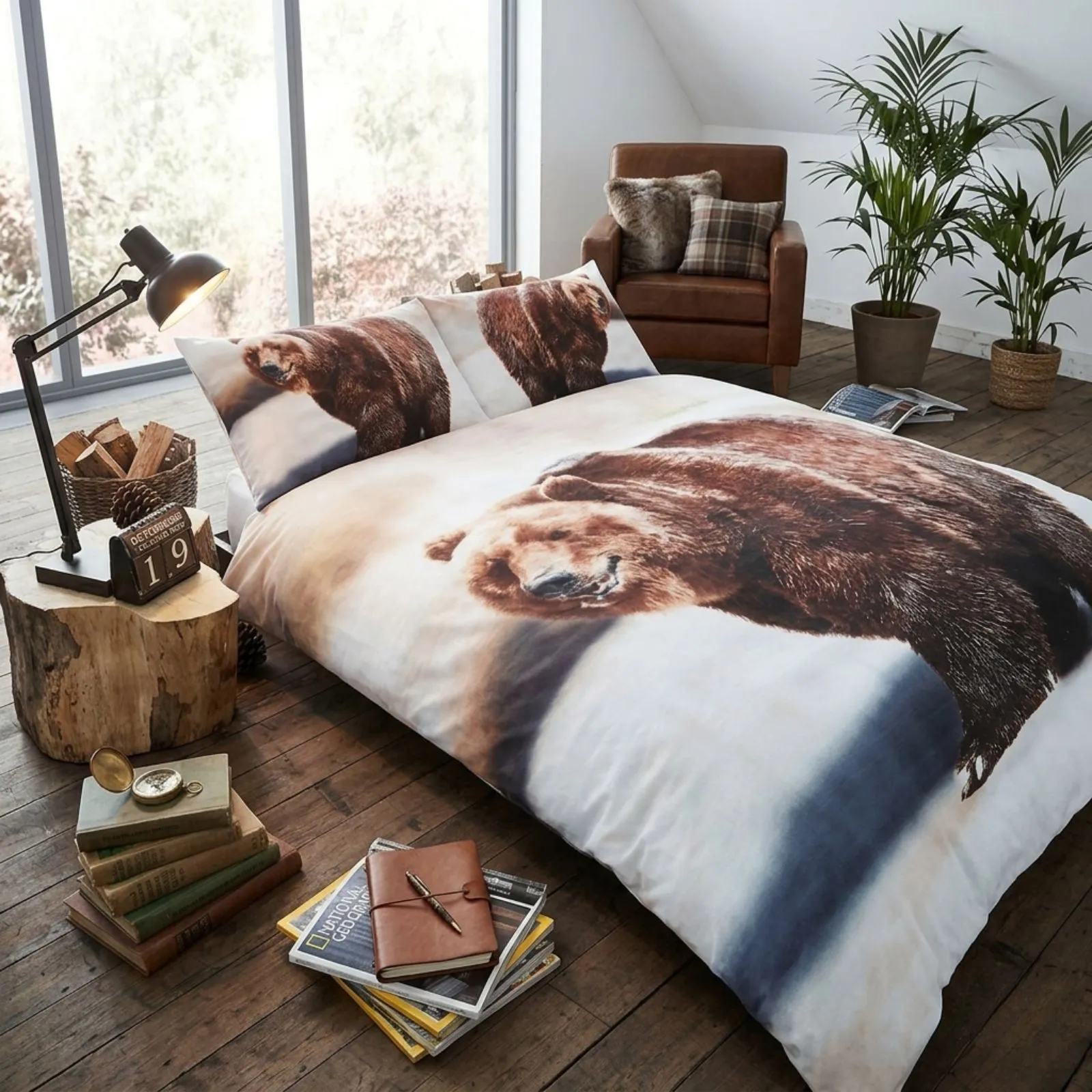 Smart Living 3D Effect Animal Polycotton Printed Duvet Cover Set in Brown 2