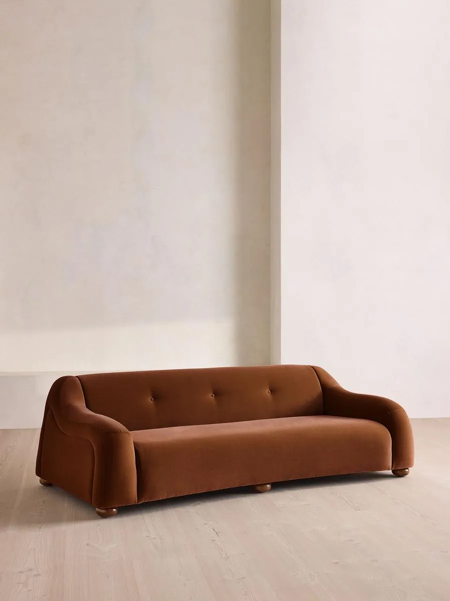 Liana Three Seater Sofa, Velvet, Cinnamon