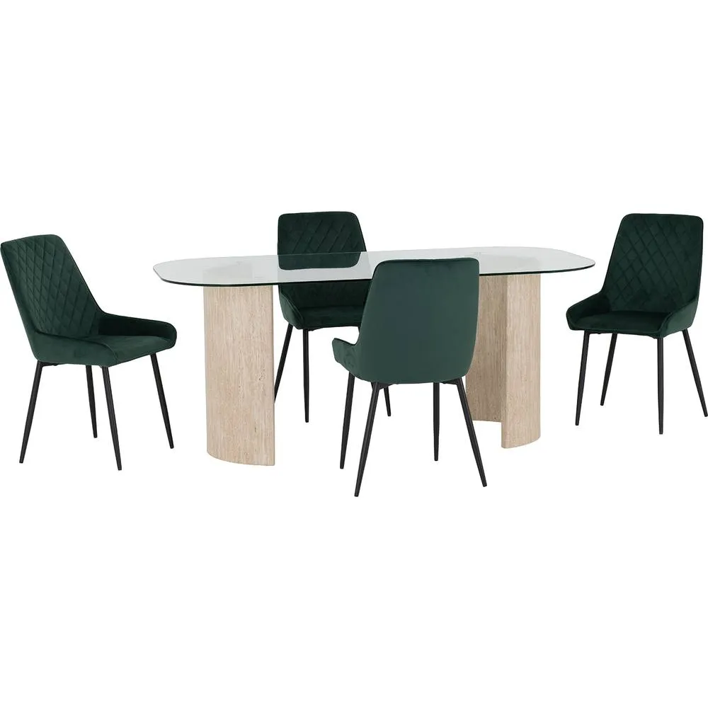 Seconique Modena Dining Set with Avery Chairs in Dark Green 2