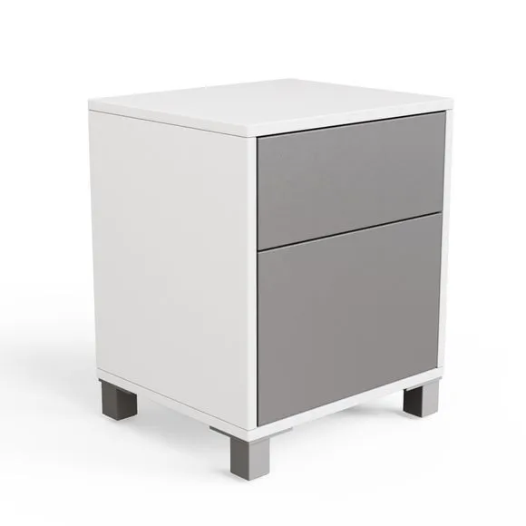 LED Smart Click 1 Door & 1 Door Lamp Table, White & Grey 6