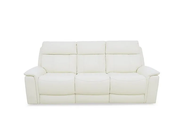 Chill Leather 3 Seater Power Recliner Sofa with Bluetooth and Drop Down Console - BV Star White