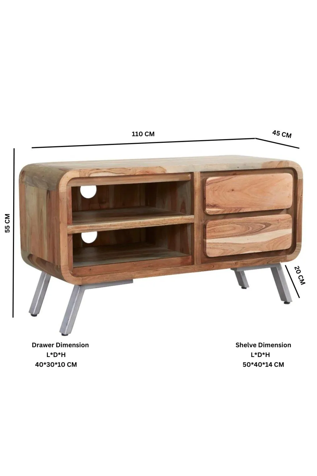 IH Design Daizha Metal & Wood Medium TV Unit in Brown 4