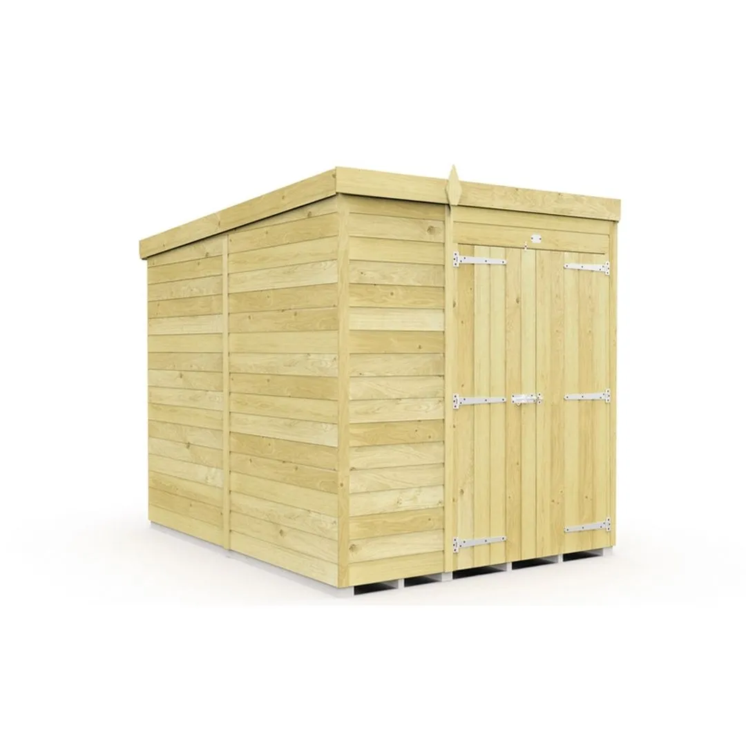 Buttercup Farm 6 x 8 Feet Pent Shed - Double Door W/O Windows - L231 x W185 x H201 cm in Brown