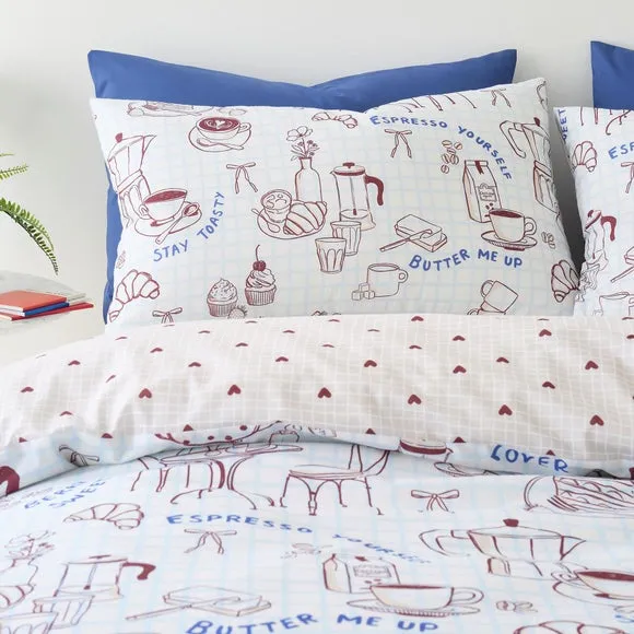 Fusion Coffee Club Polycotton Duvet Cover & Pillowcase Set 4