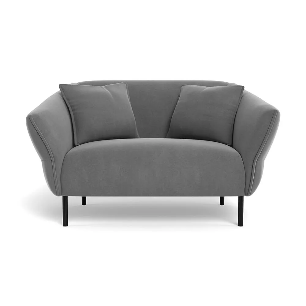 Heal's Alto Loveseat Smart Velvet Mercury Black Feet 1