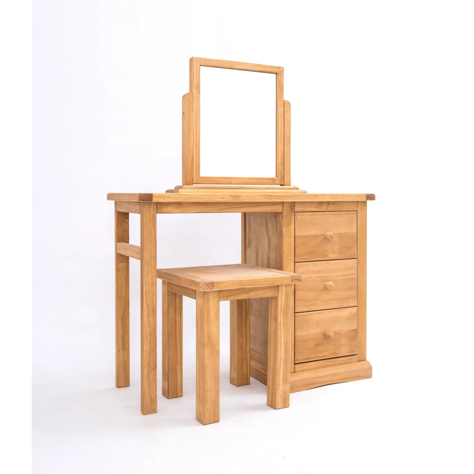 Cabinet Bits Lucca 3 Drawer Dressing Table Set Wood Knob in Light Brown 2