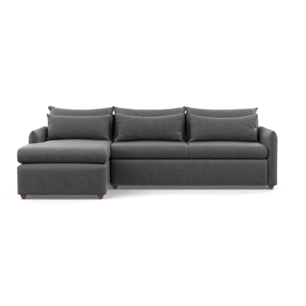 Heal's Pillow Large Left Hand Corner Chaise Melton Wool Granite Chestnut
