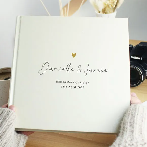 Personalised Gold Heart Couples Square Photo Album 5