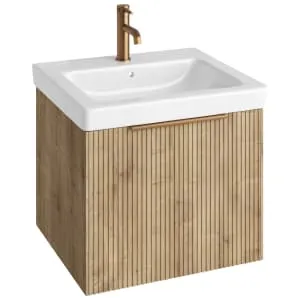 Concept Halifax Oak Ribbed S3 Vanity Unit & Basin - 600mm