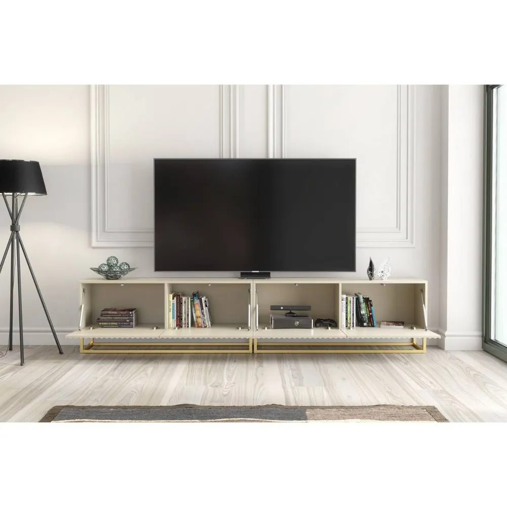 Creative Furniture Ripple Duo TV Unit 200cm - Cashmere Warm Beige Taupe Finish with Gold 3