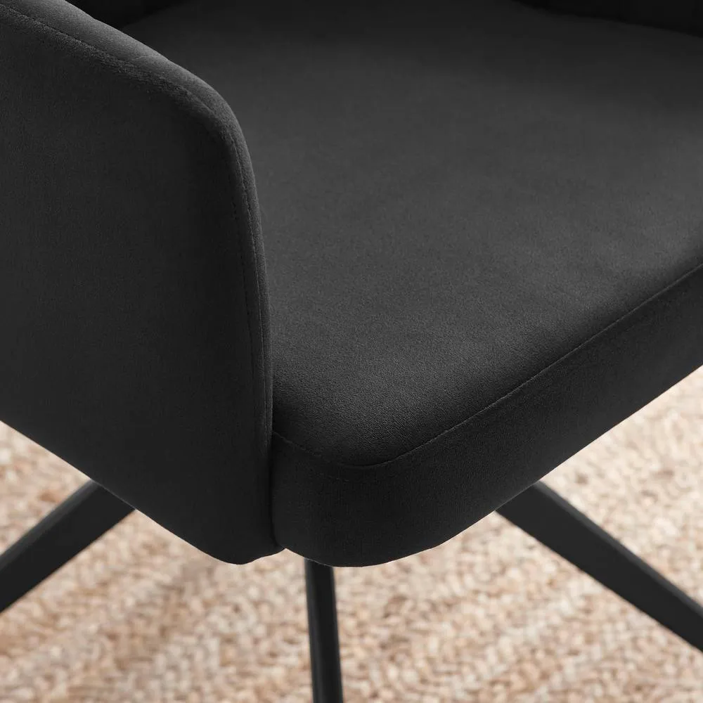 FurnitureboxUK 2x Calla Black Velvet Swivel Dining Chairs 5