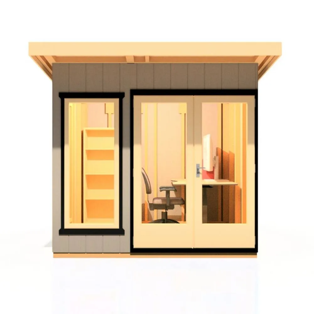 Shires Cali 8x8 Feet Pent 1 Garden Office - OSB/MDF - L334xW275.4xH246.1 cm in Light Brown 3